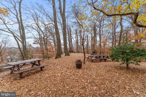 a view of a yard covered with snow in the background