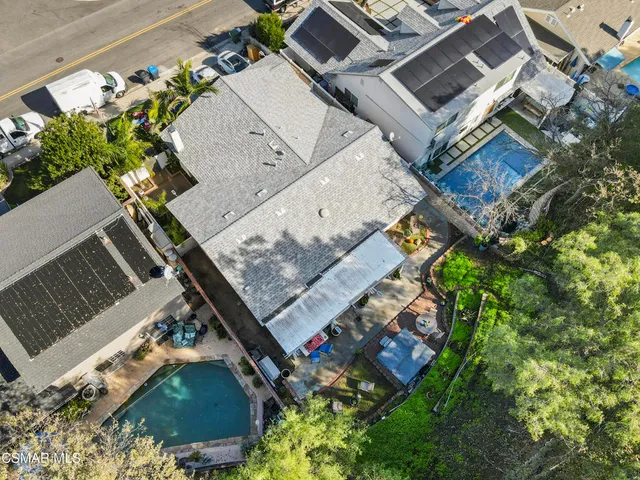 an aerial view of a house