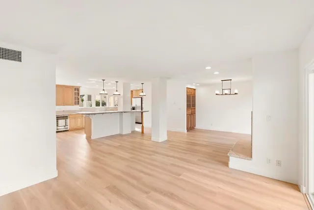 a room with a fireplace