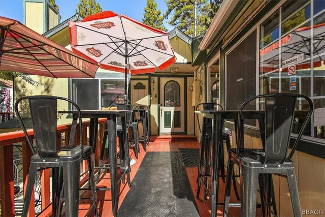 a view of street with sitting area