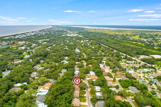 a view of city and green space