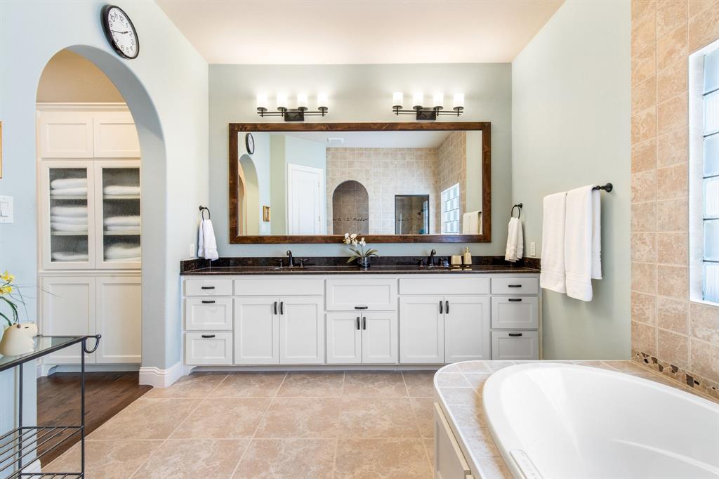 4111 Broadmoor Way Frisco, TX 75033 - Photo 18 of 38 a spacious bathroom with a double vanity sink and a mirror