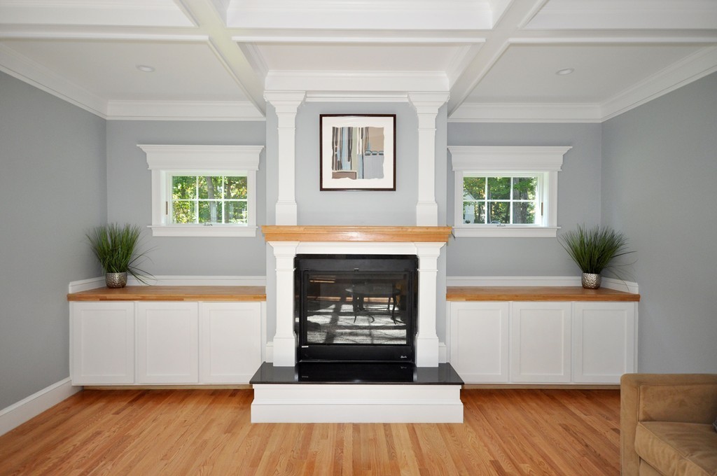 60 Munroe Road Lexington, MA 02421 - Photo 8 of 24 a living room with a fireplace and a potted plant