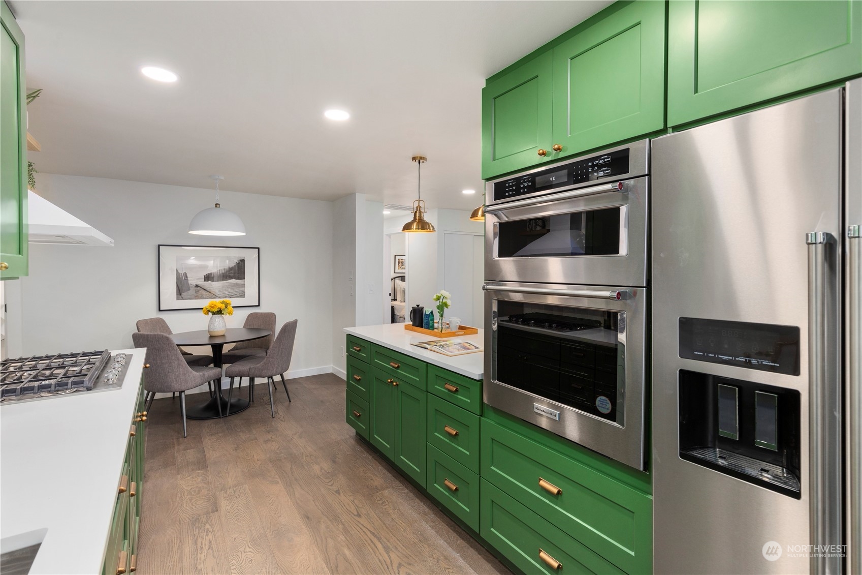 21613 6th Avenue West Bothell, WA 98021 - Photo 12 of 37 a kitchen with a microwave cabinets and stainless steel appliances