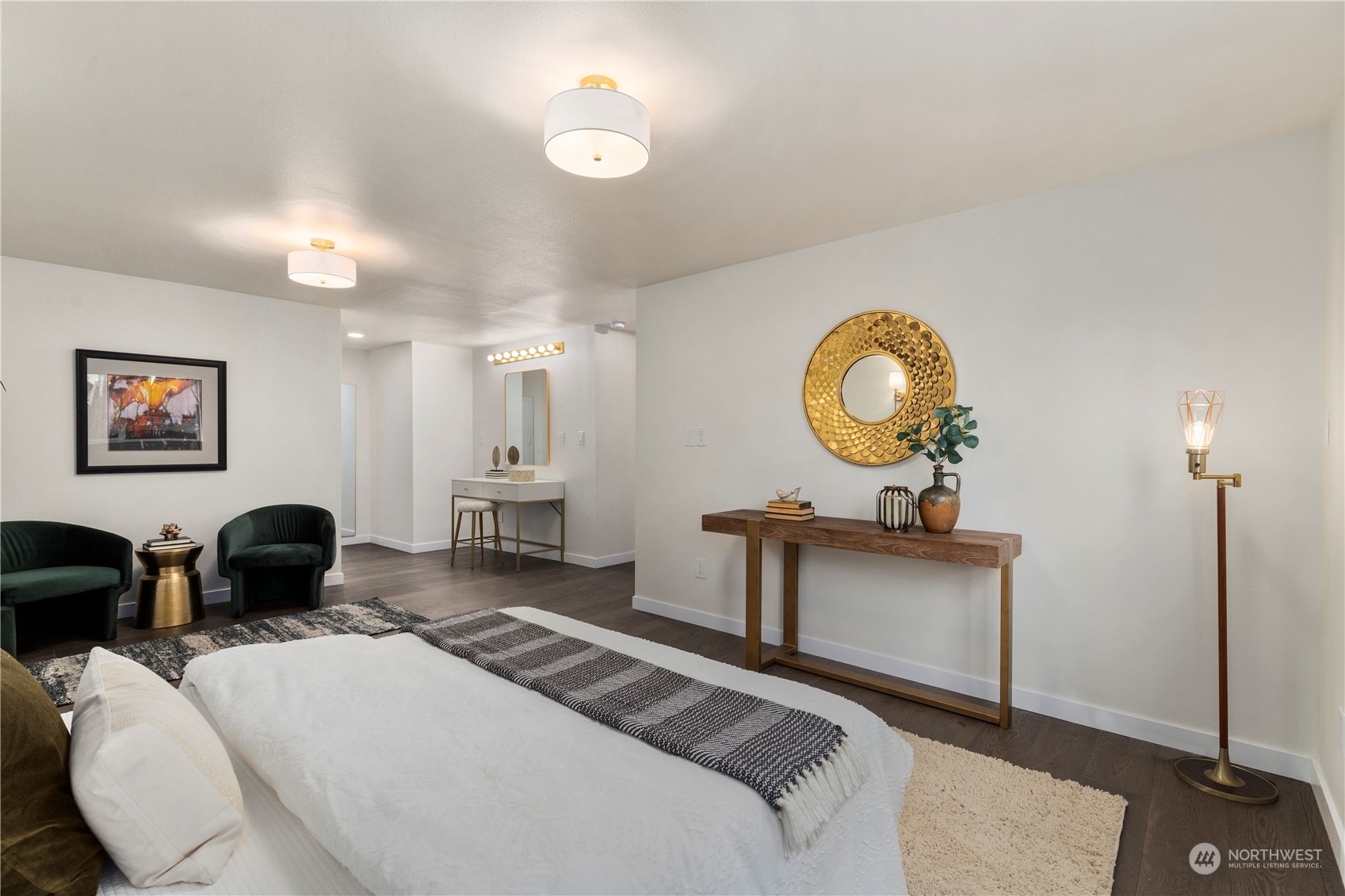 21613 6th Avenue West Bothell, WA 98021 - Photo 21 of 37 a bedroom with bed and a chandelier