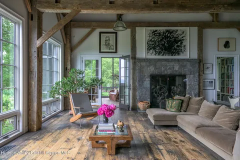 a view of a lake with a house