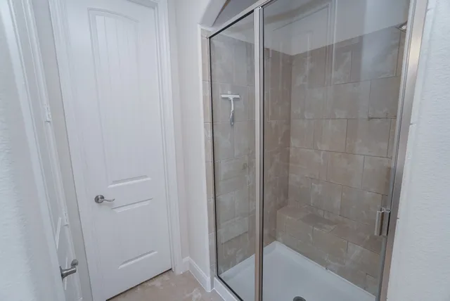 a bathroom with a bathtub