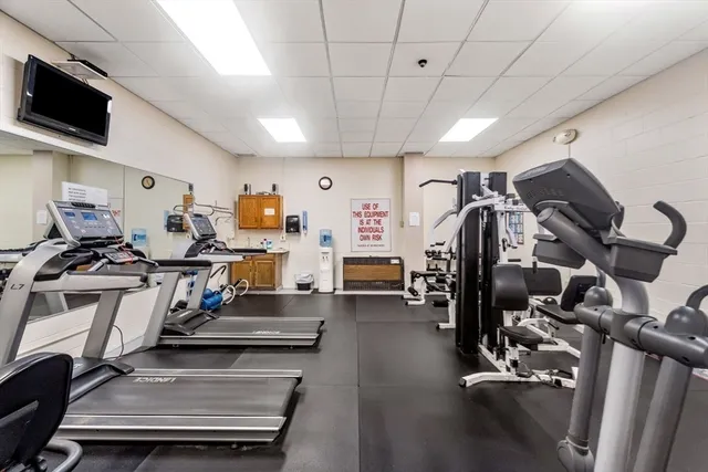 a view of a room with gym equipment