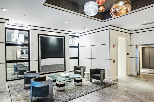a view of elevator with hallway