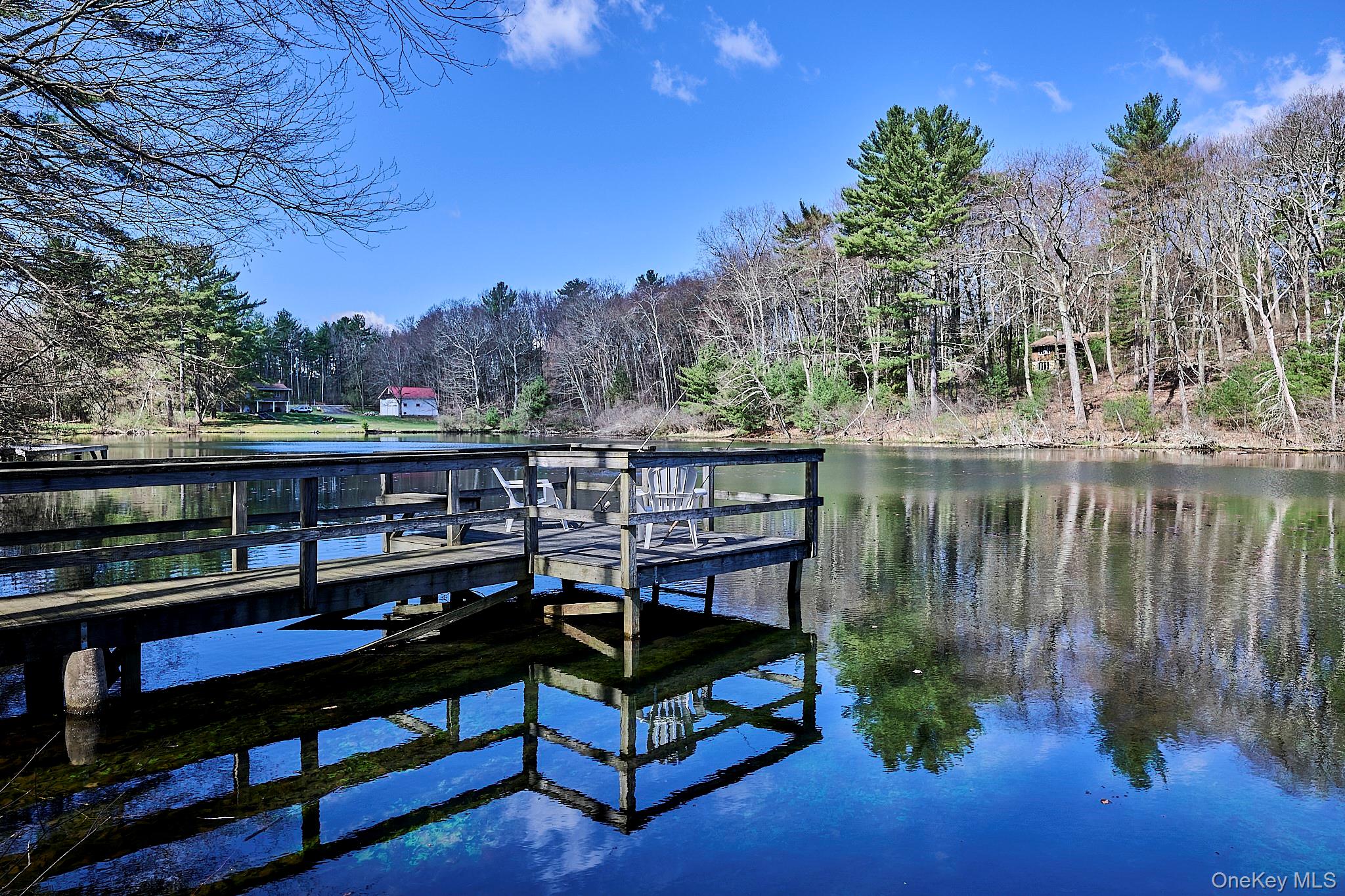 39 Pitio Road Glen Spey, NY 12737 - Photo 5 of 45 a view of a lake with a bench and trees around