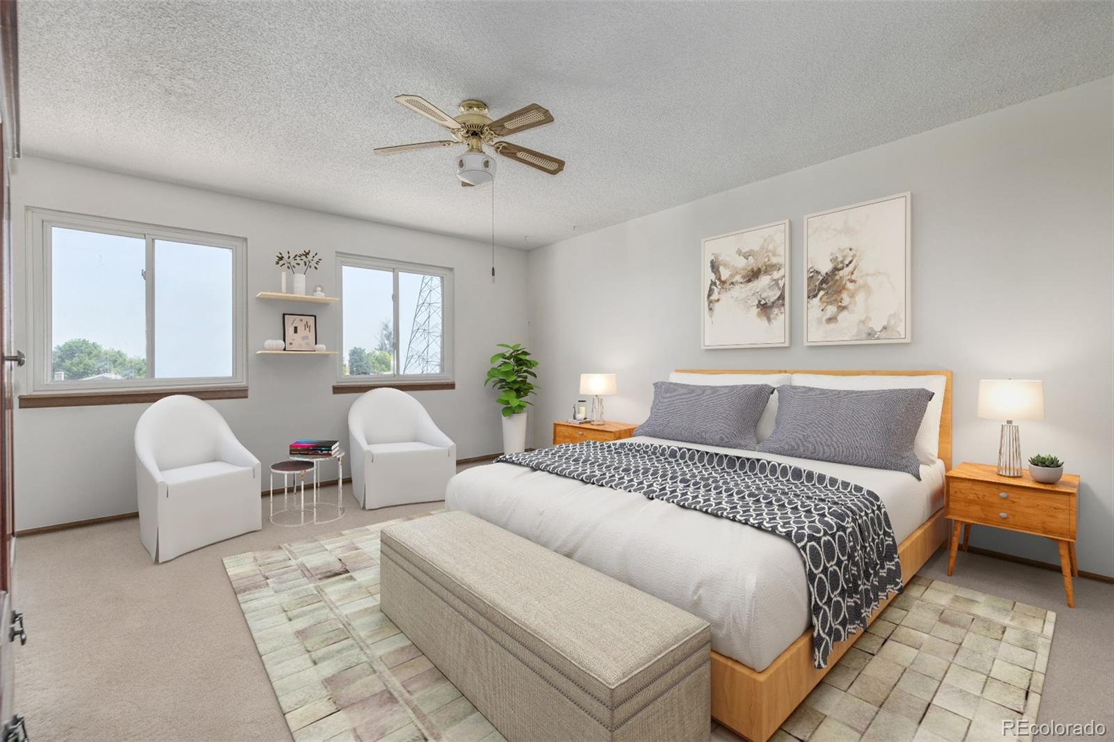 18083 East Atlantic Drive Aurora, CO 80013 - Photo 8 of 22 a spacious bedroom with a bed a couch and a window