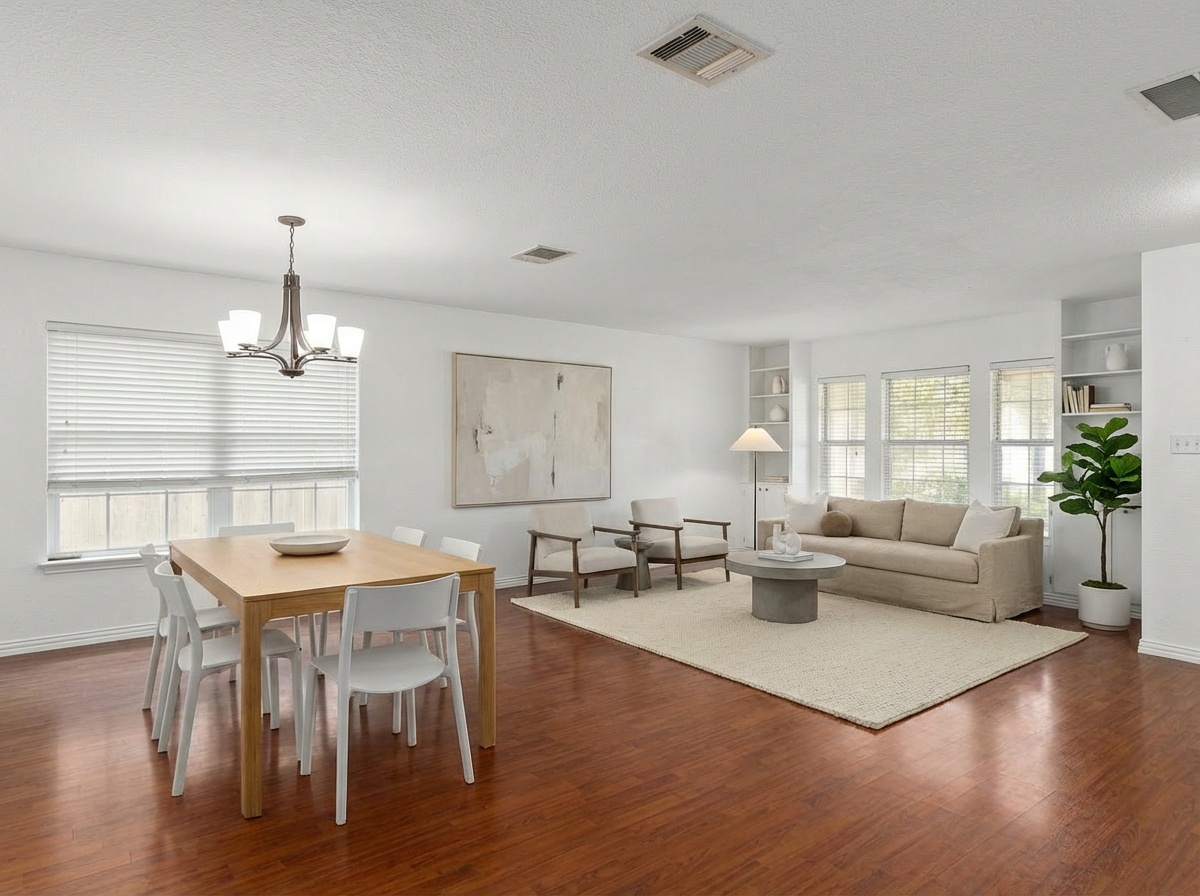 144 Vicksburg Loop Elgin, TX 78621 - Photo 4 of 23 a view of a dining room with furniture window and wooden floor