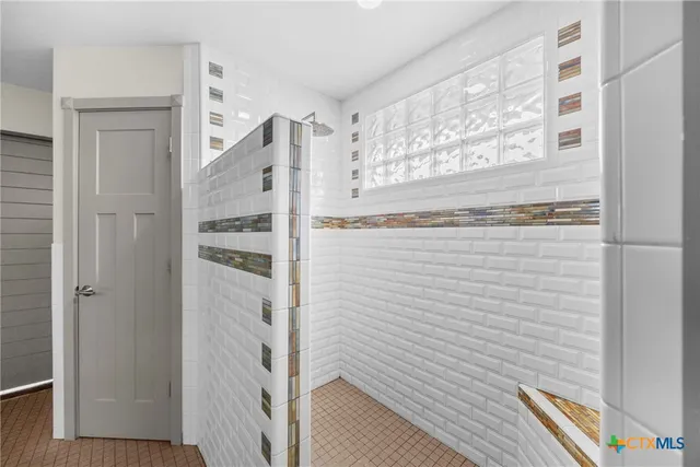 a bathroom with a shower