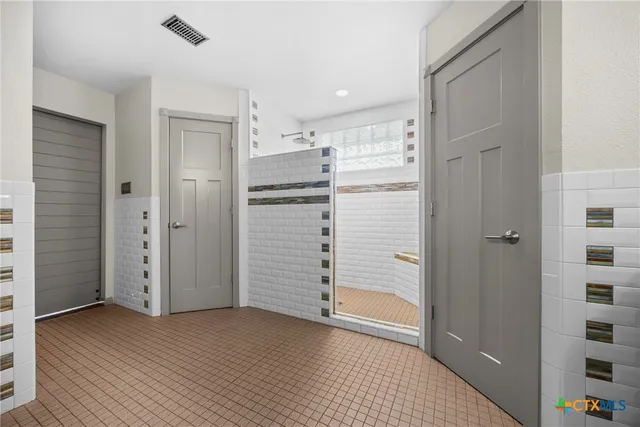 an empty room with closet