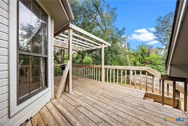 a view of a wooden deck