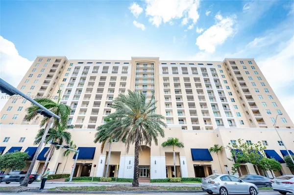 a front view of a multi story building