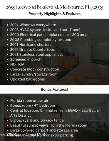 $299,999 | 2655 Leewood Boulevard, Melbourne, FL 32935