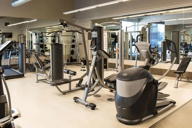 a view of a room with gym equipment