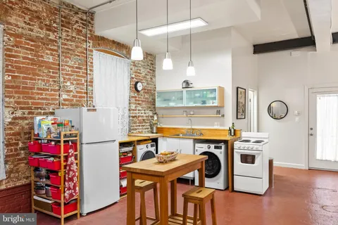 a front view of a building with a garage