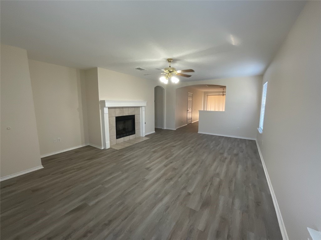 169 Spring Branch Loop Kyle, TX 78640 - Photo 2 of 13 Family room with gas fireplace. Open to kitchen.