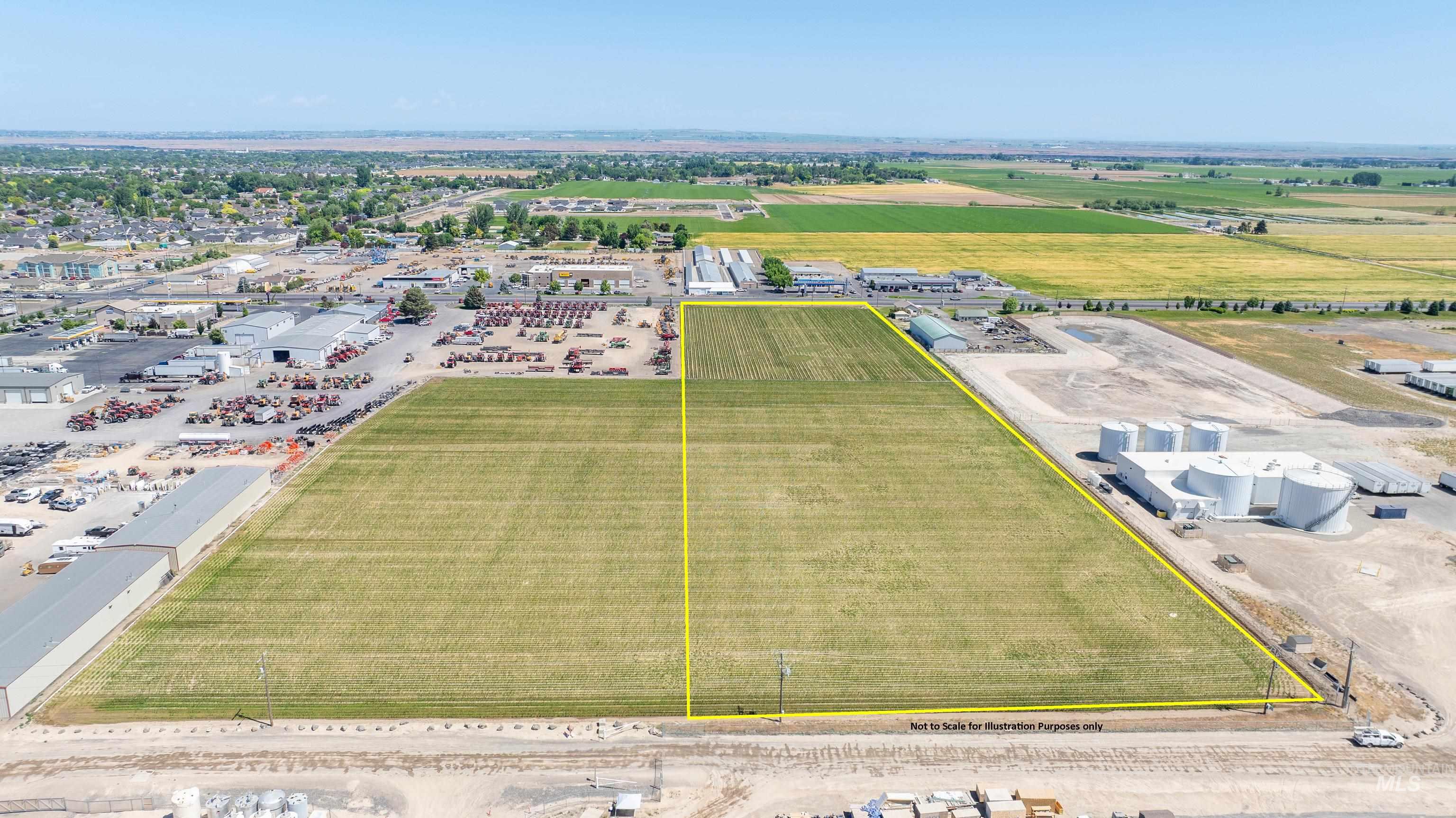 Tbd Kimberly Road Twin Falls, ID 83301 - Photo 4 of 5 Aerial view of sparsely populated area with property boundaries highlighted and rows of crops