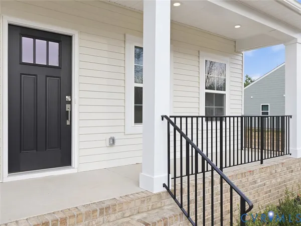 a view of a balcony from door