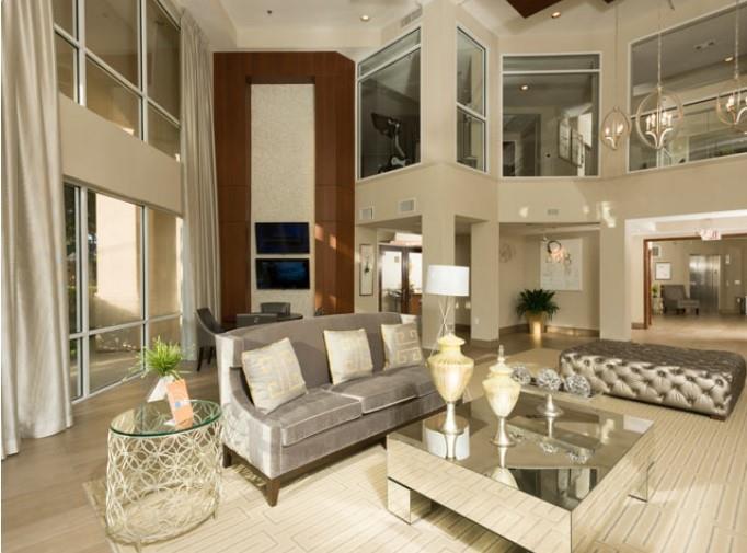 a living room with furniture