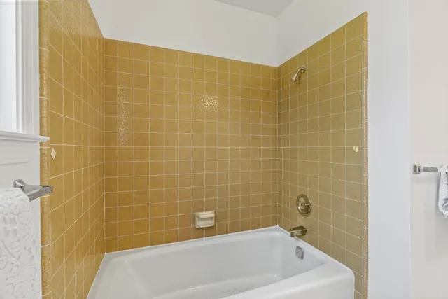 a bathroom with a bathtub