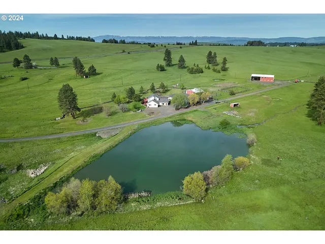 a view of a lake with a yard