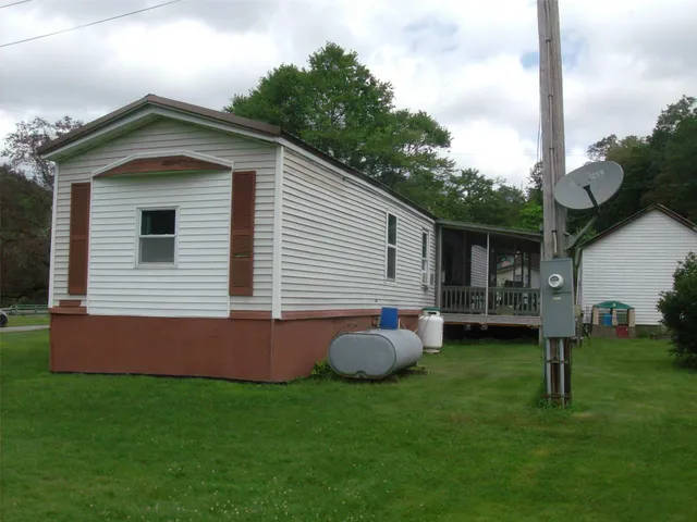 a view of a field with a tree