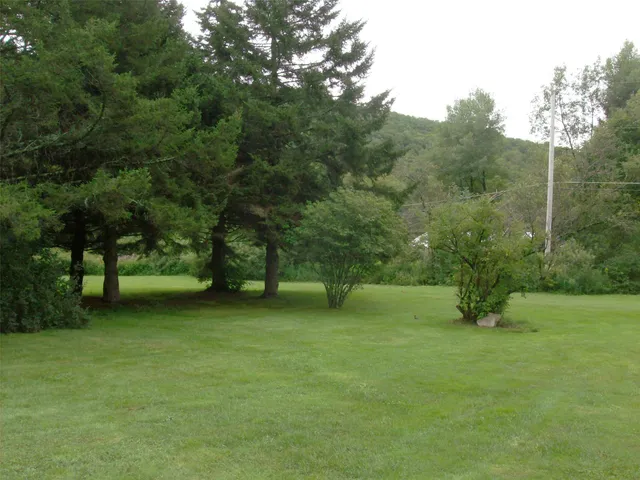 a swimming pool with some trees in the background
