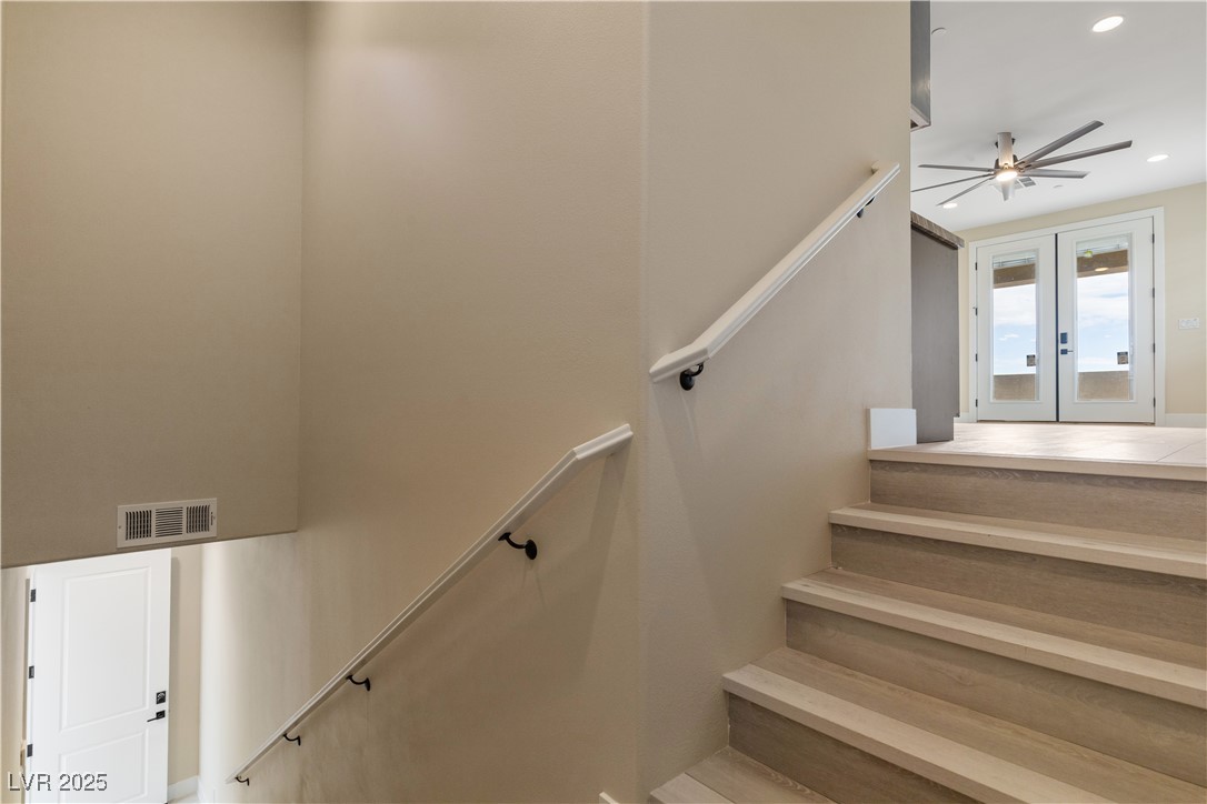 9865 Bright Angel Way Las Vegas, NV 89149 - Photo 78 of 98 Casita #2 Staircase featuring a ceiling fan and recessed lighting