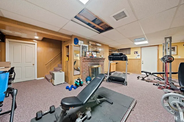a room with gym equipment
