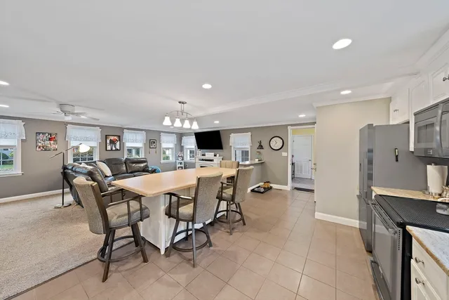 a view of a dining area with furniture