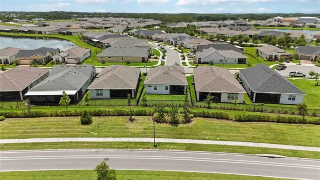 an aerial view of a house