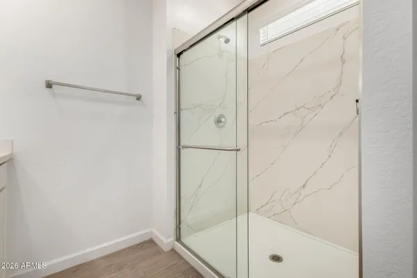a view of an empty walk in closet