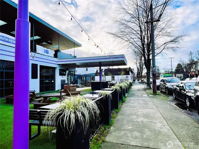 a view of a chairs and table in the patio