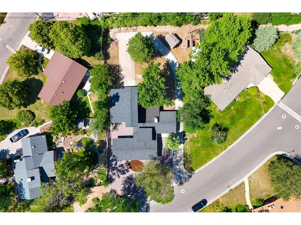 an aerial view of a house