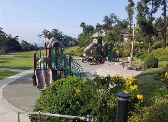 an outdoor space with seating