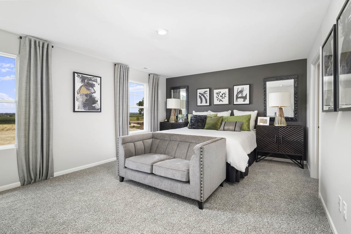 2461 Tahoe Lane Pingree Grove, IL 60140 - Photo 27 of 34 a bedroom with a bed lamp closet and three large window