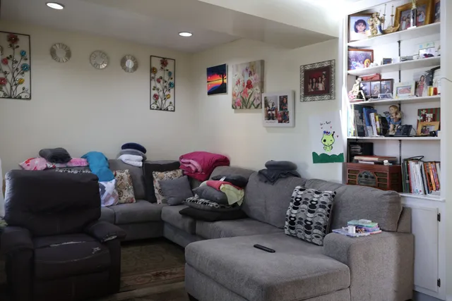 a living room with furniture and a couch