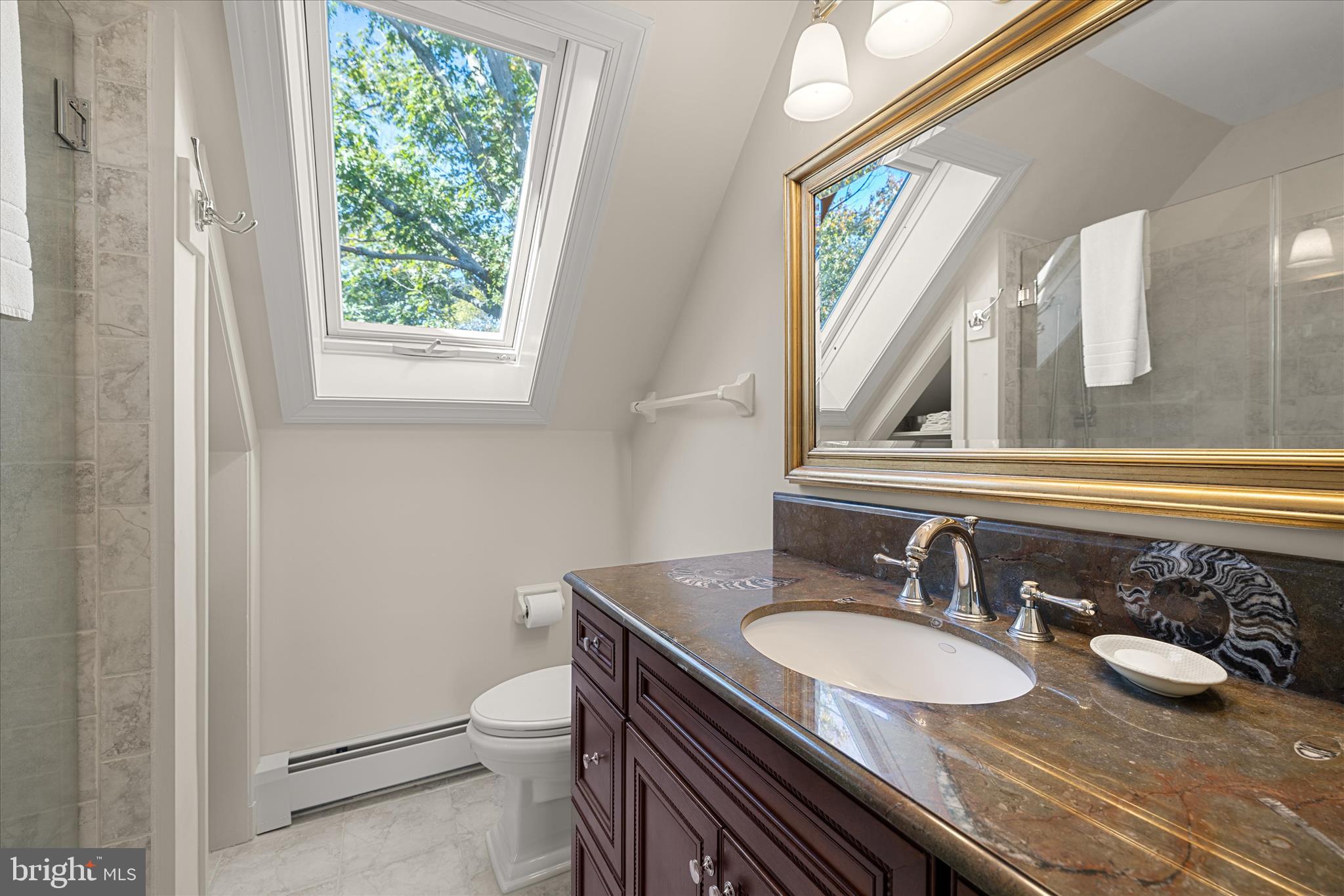 27473 Westpoint Road Easton, MD 21601 - Photo 30 of 58 a bathroom with a granite countertop sink and a mirror