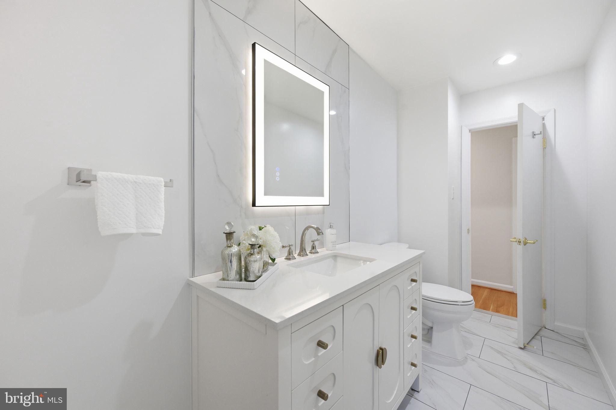 2827 Ellicott Street Northwest Washington, DC 20008 - Photo 49 of 56 a bathroom with a sink and a mirror