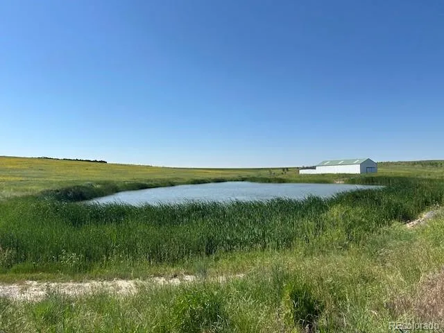 a view of a lake with a big yard