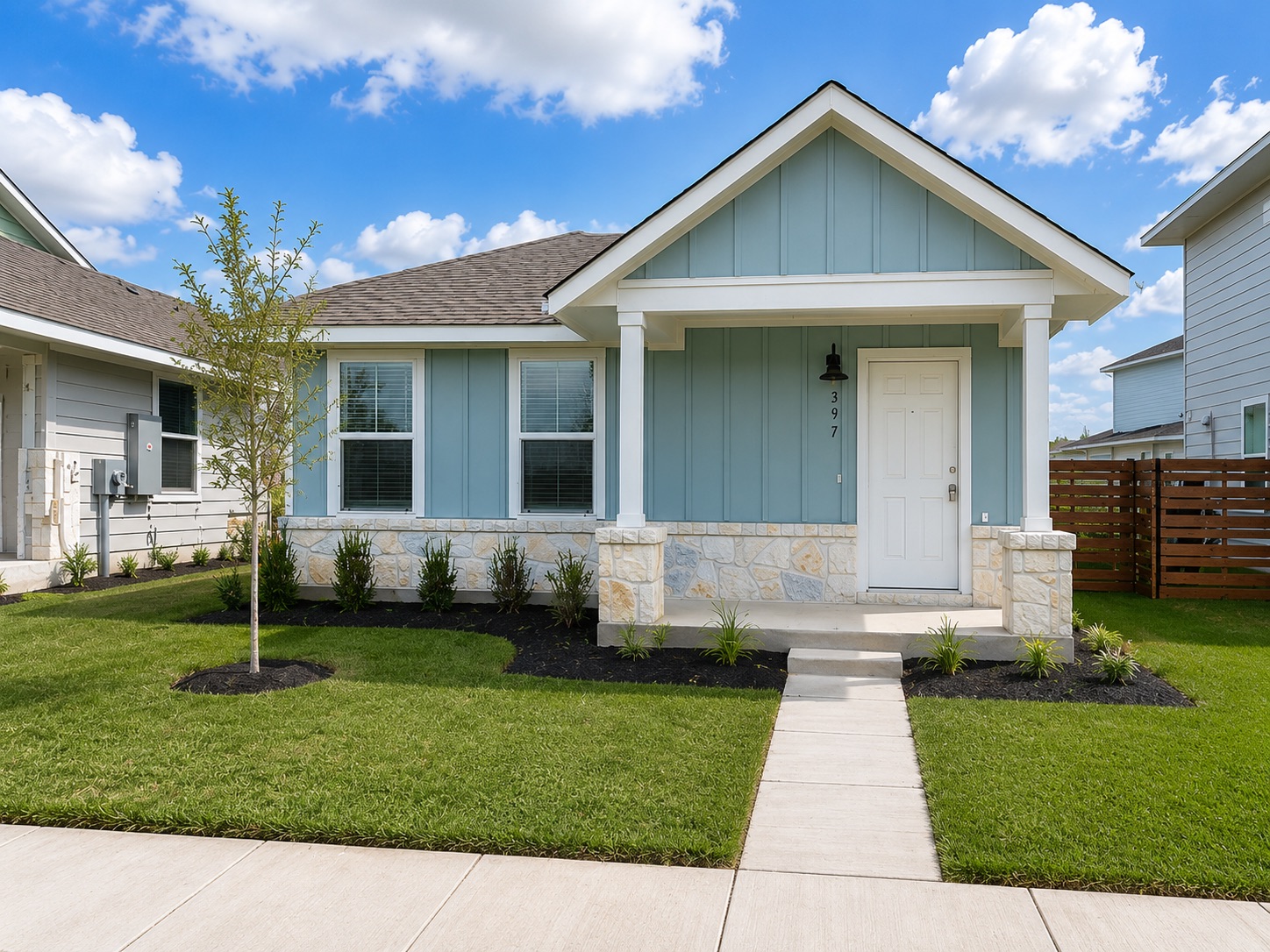 397 Keefer Kyle, TX 78640 - Photo 1 of 33 A charming single-story residence boasts a fresh facade and tidy landscaping, creating inviting curb appeal.