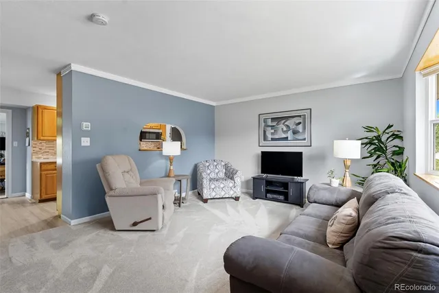 a living room with furniture and a couch