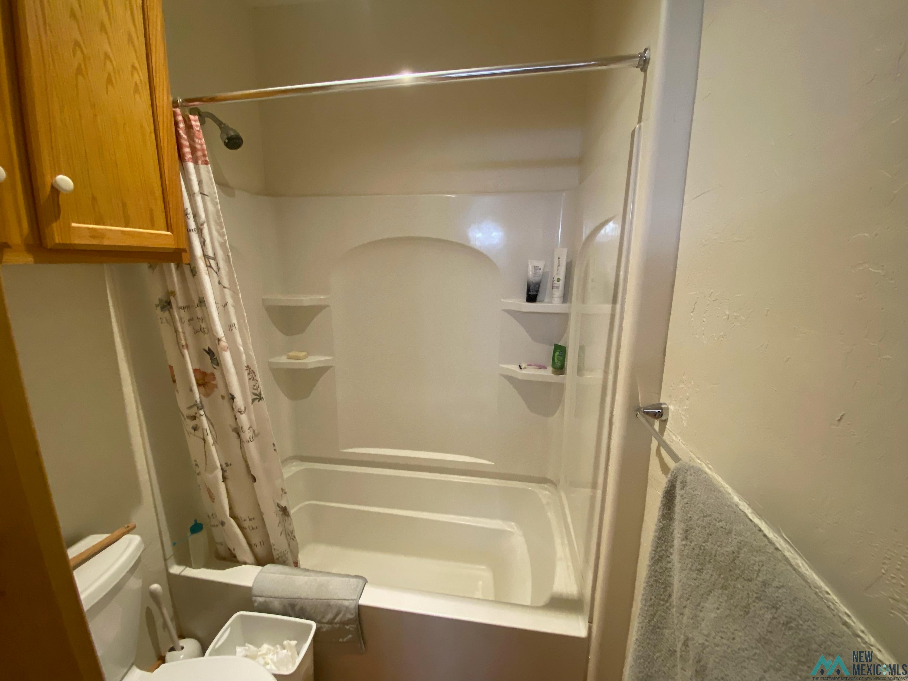 150 Forrest Service Road 124 Road Chamisal, NM 87521 - Photo 2 of 42 Bathroom with shower / bathtub combination with curtain and toilet