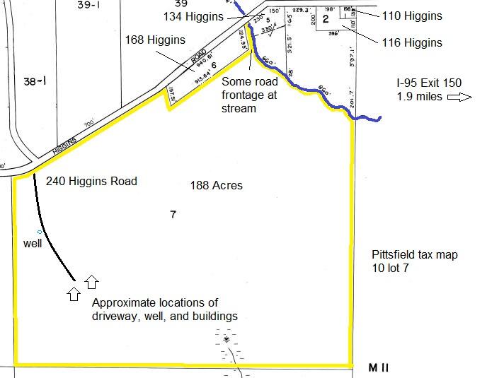 240 Higgins Road Pittsfield, ME 04967 - Photo 33 of 33 240 Higgins Road map with typed notes