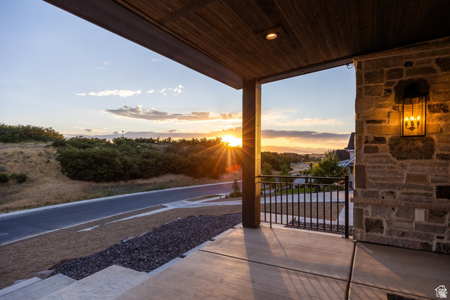 3247 South Mapleton Estates Drive Mapleton, UT 84664 - Photo 68 of 70 View of patio terrace at dusk