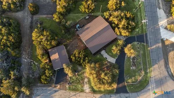 an aerial view of a house